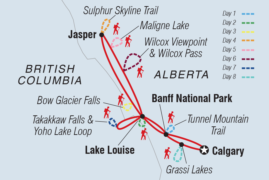 Map of Hiking In The Canadian Rockies including Canada