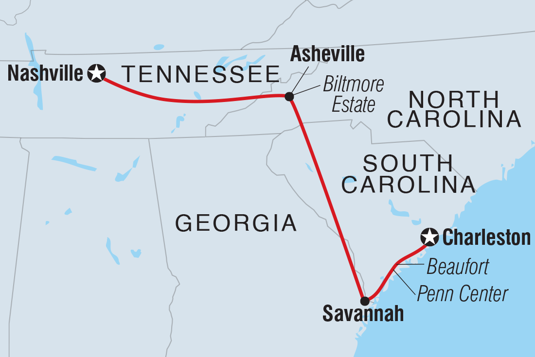 Map of Georgia History Trail To Nashville including United States Of America