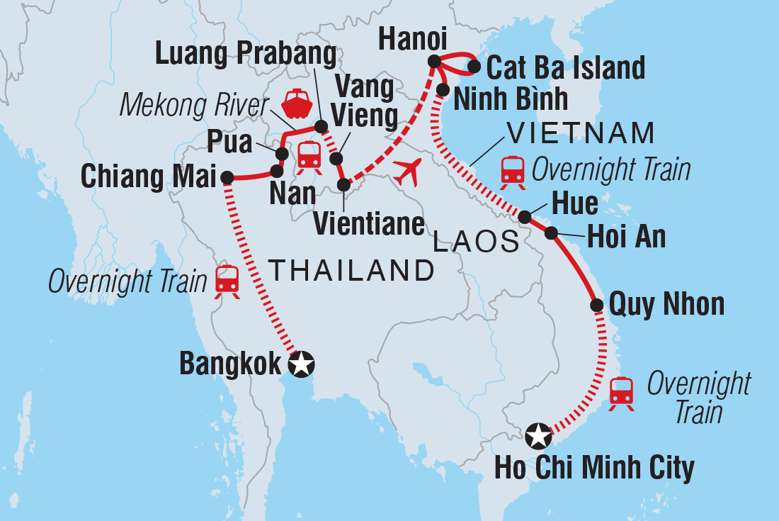Map of Real Thailand To Vietnam including Lao Pdr, Thailand and Vietnam