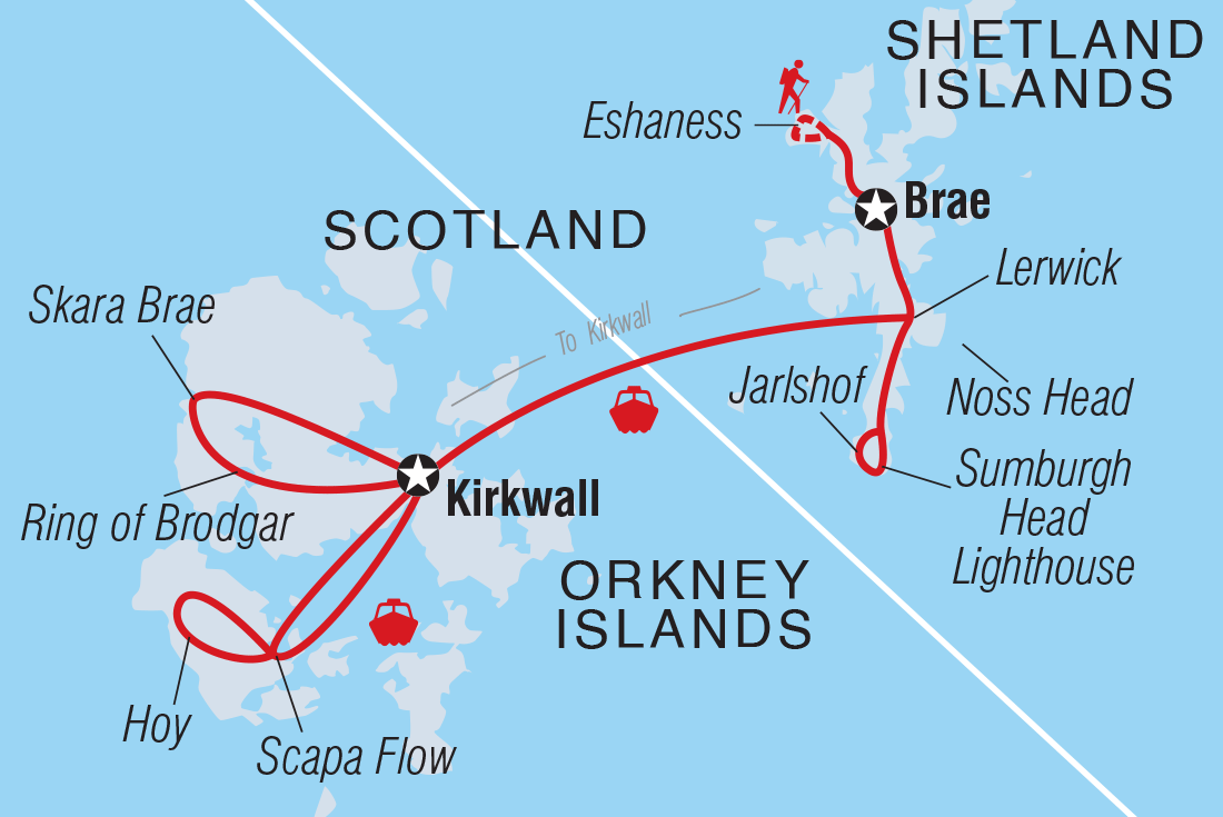 Map of Scotland's Shetland And Orkney Islands including United Kingdom