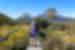 Passenger walking a trail in beautiful landscape in Cradle Mountain, Tasmania
