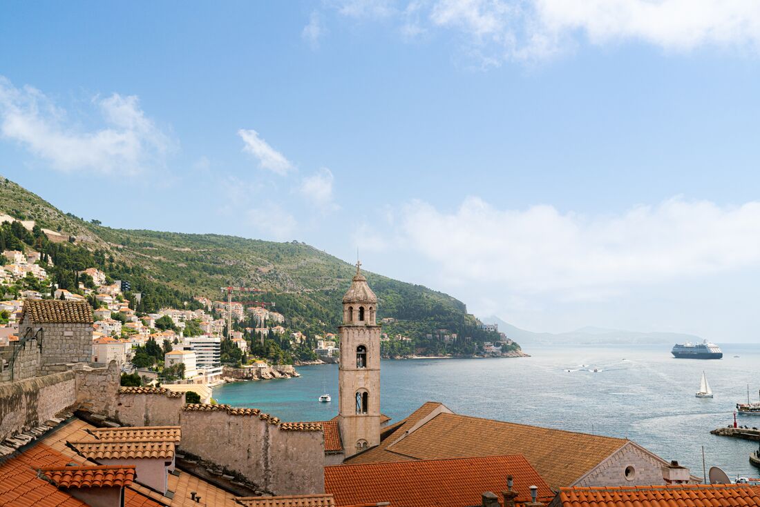 Dubrovnik oldtown and the coast beyond in Croatia