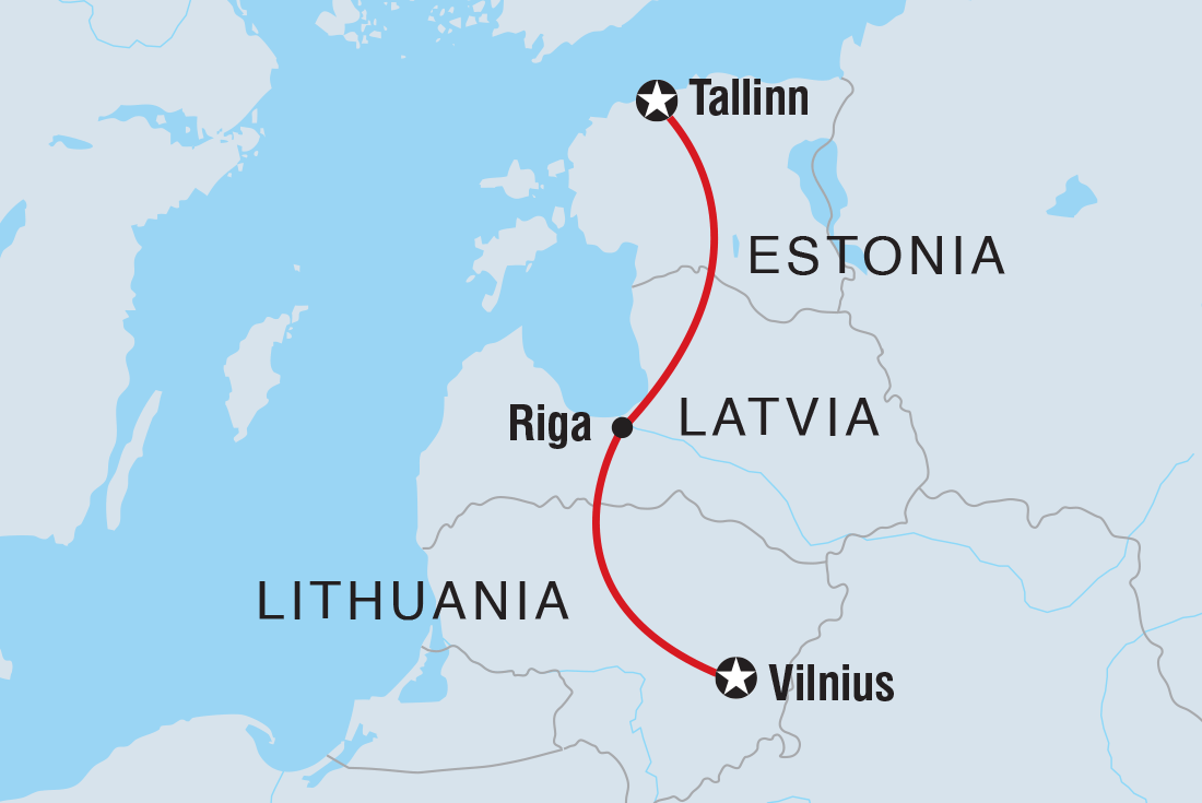 Map of Baltic Christmas Markets including Estonia, Latvia and Lithuania