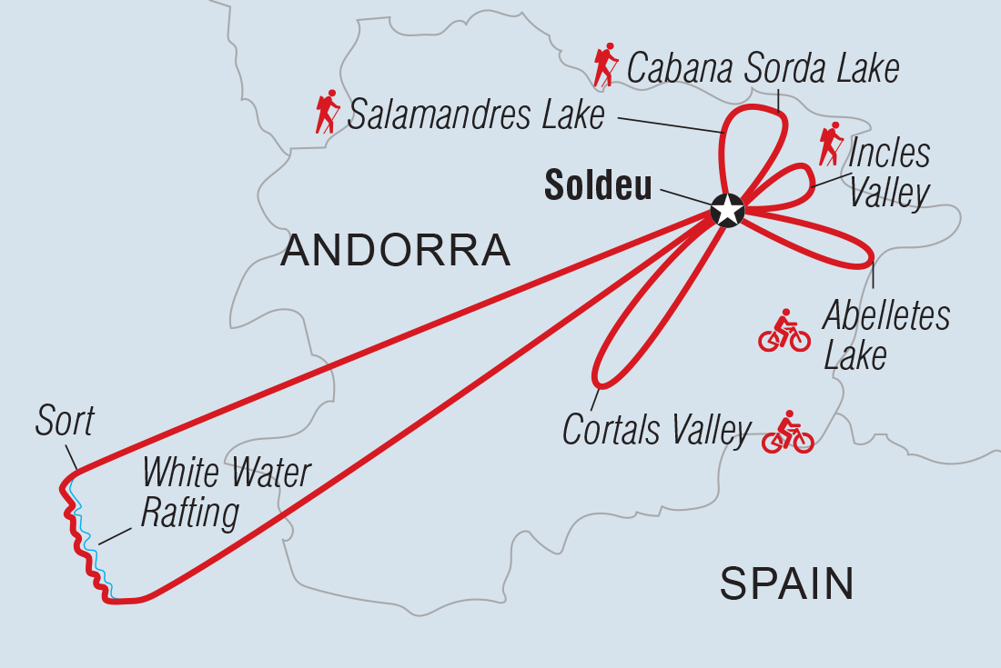 Map of Andorra: Hike, Bike & Raft including Andorra