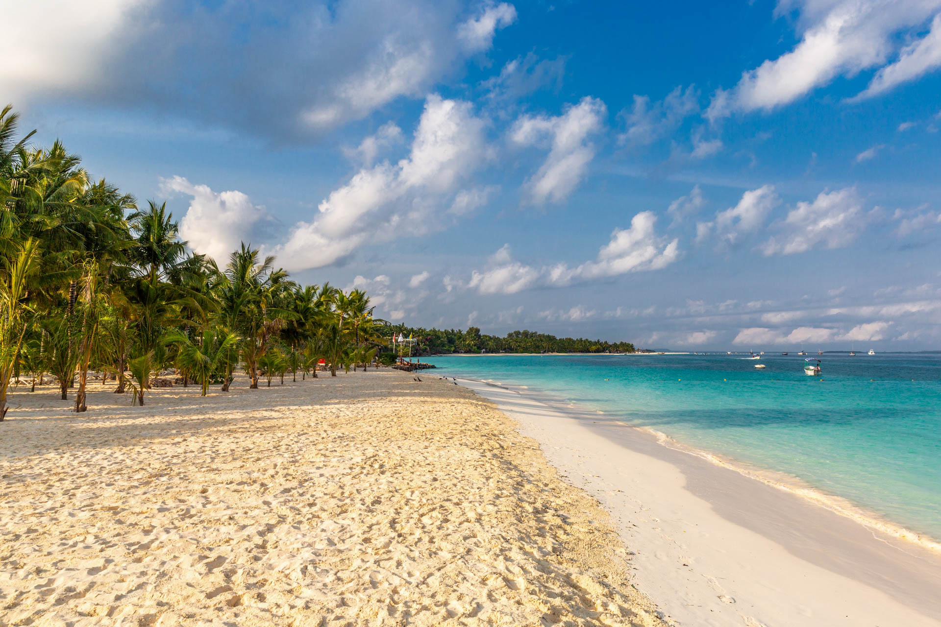 White sand beaches of Zanzibar at sunset