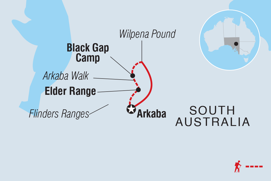 Map of Flinders Ranges Arkaba Walk including Australia