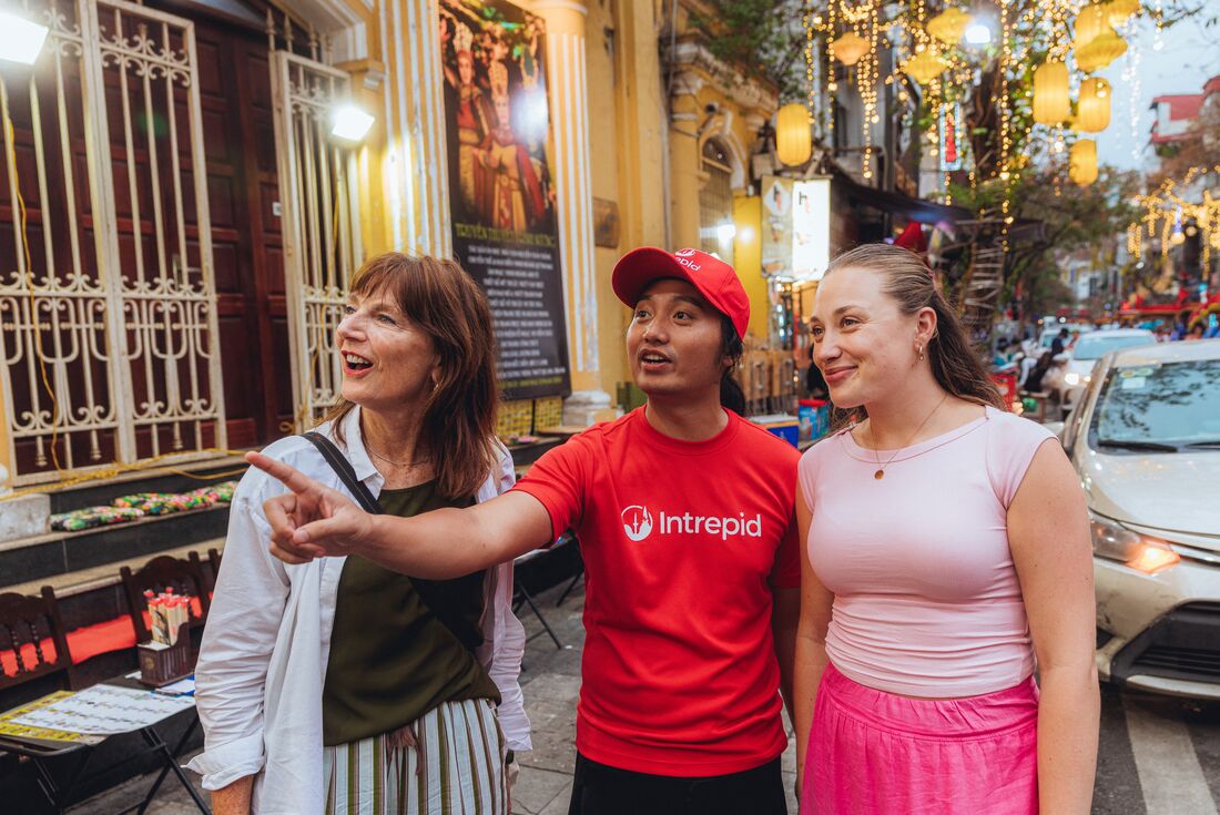 Intrepid Travellers exploring Hanoi with Leader in Hanoi, Vietnam