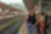 Rachael Sarra laughs while waiting at a train station in La Spezia Italy