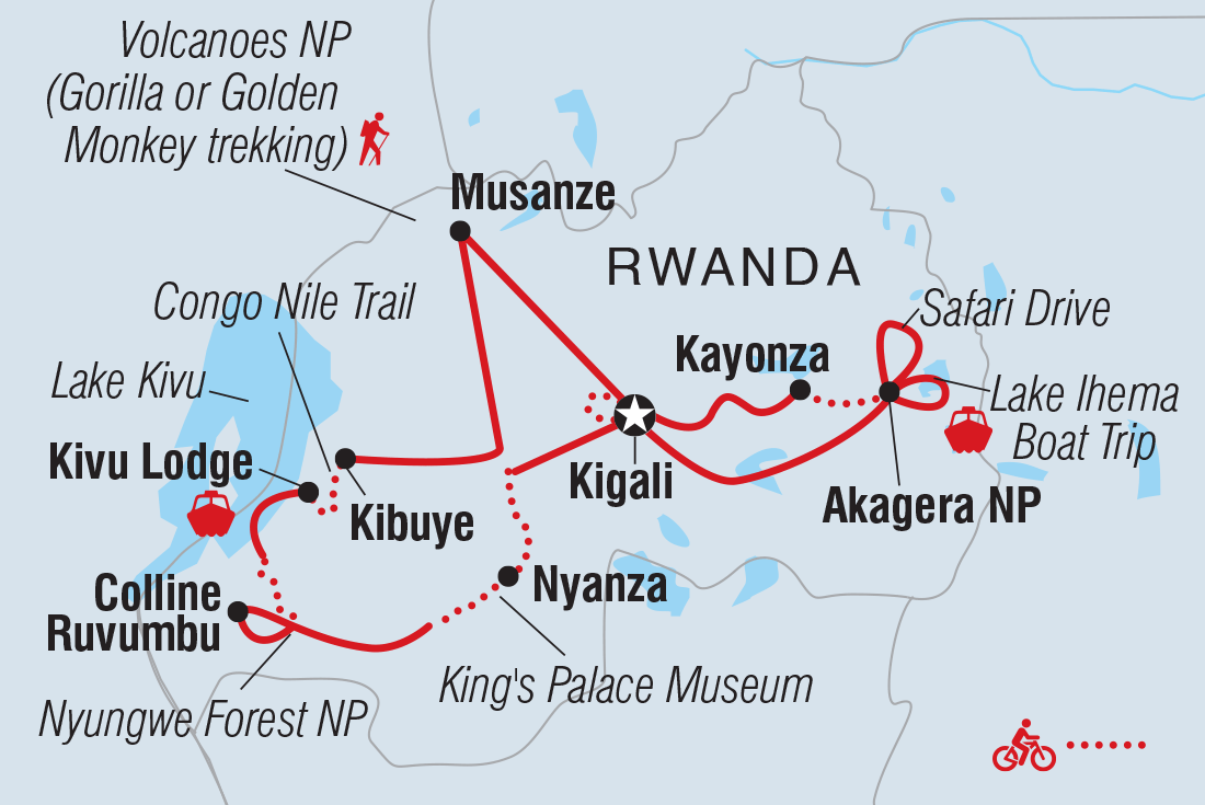 Map of Cycle Rwanda including Rwanda