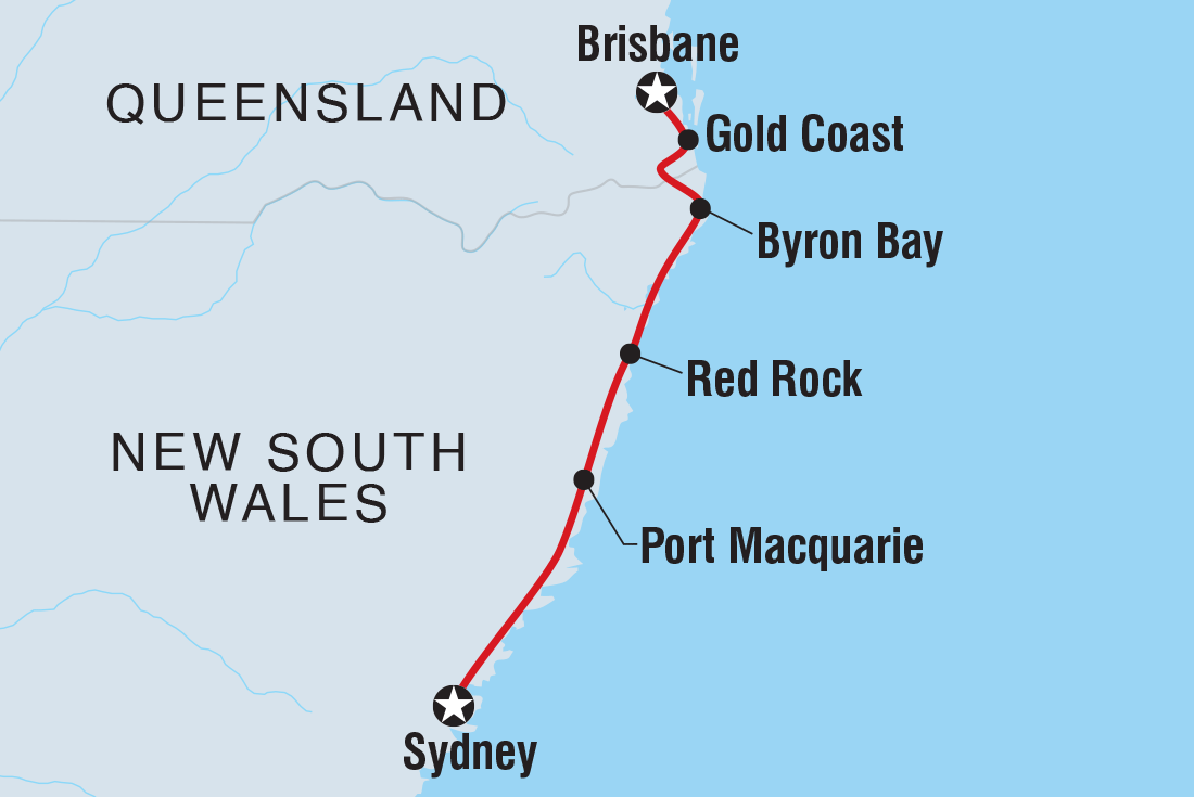 Map of One Week From Sydney To Brisbane including Australia