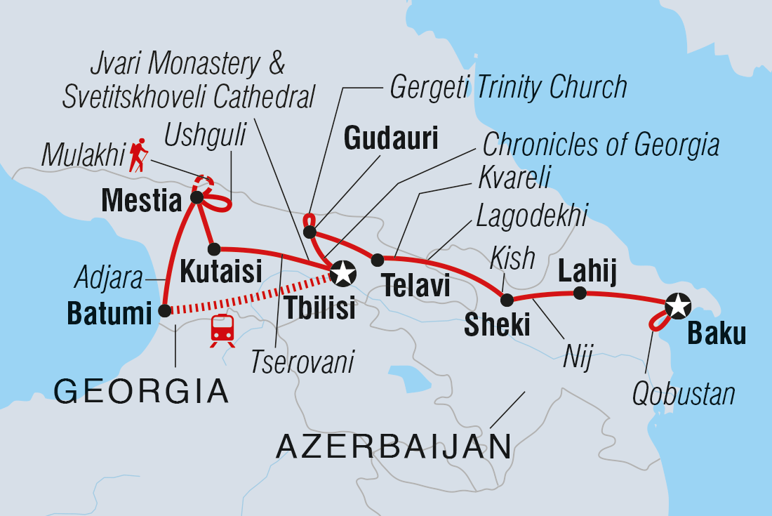 Map of Azerbaijan & Georgia Experience including Azerbaijan and Georgia