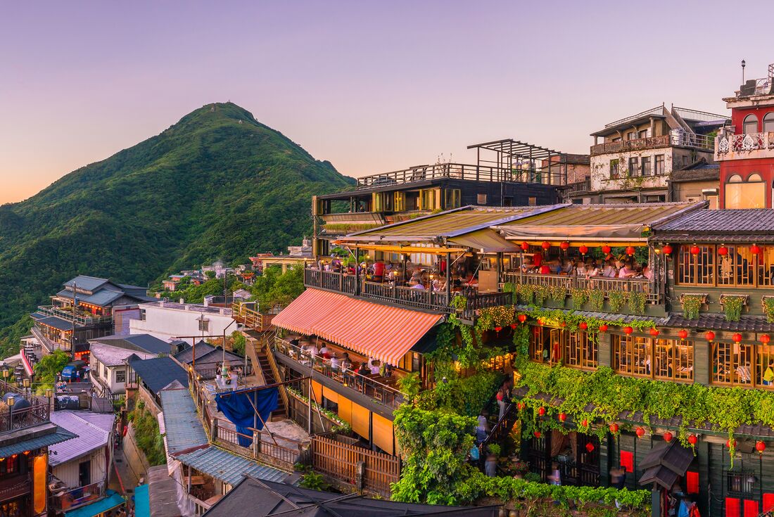 Buildings by the mountains in Jiufen, Taiwan