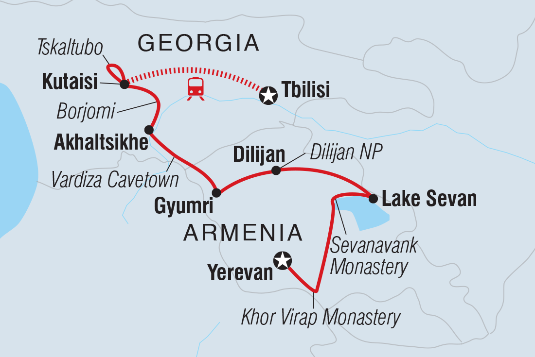 Map of Georgia & Armenia Explorer including Armenia and Georgia