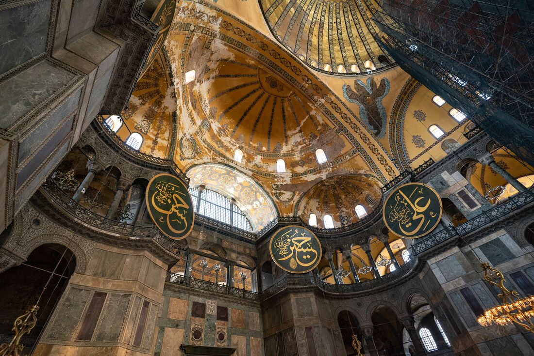 The awe inspiring interior of the Hagia Sophia at the heart of Istanbul, Turkiye