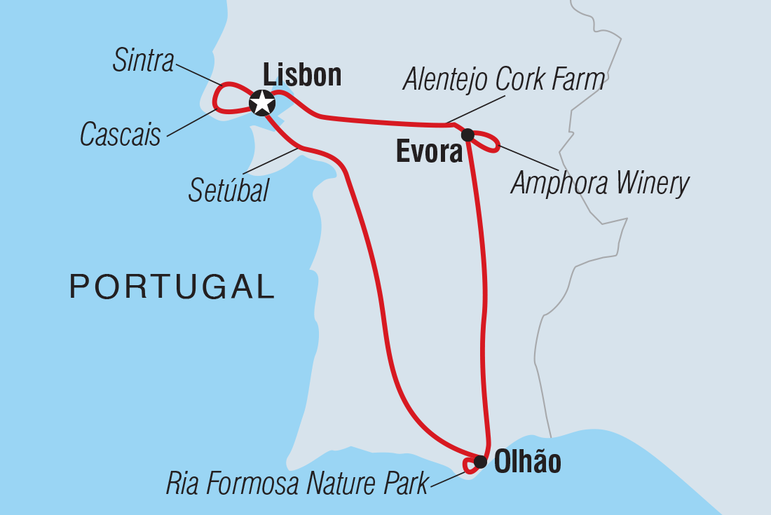 Map of Portugal Explorer: Porto To Algarve including Portugal
