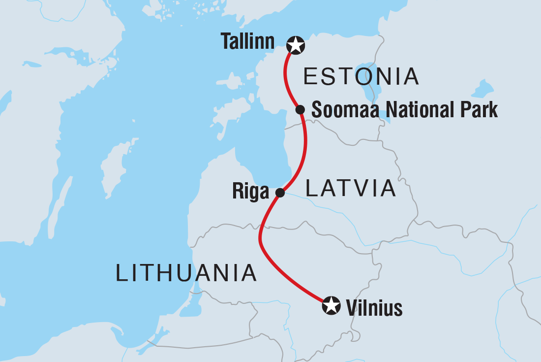 Map of Classic Baltics including Estonia, Finland, Latvia and Lithuania