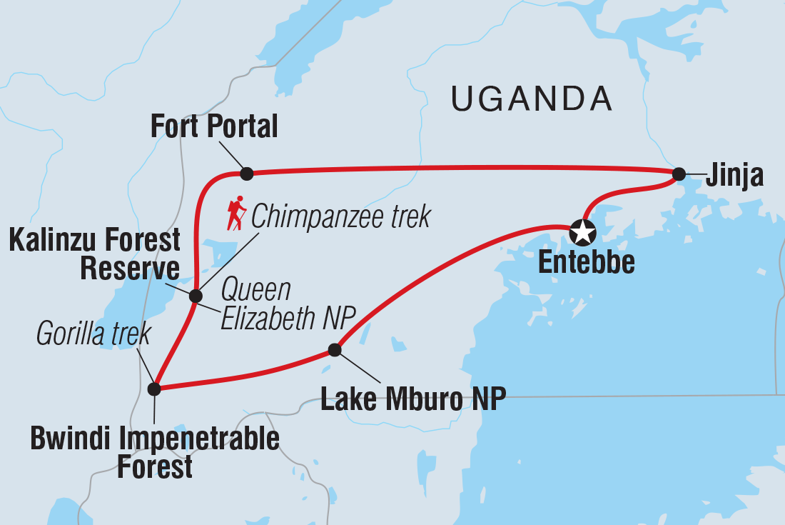 Map of 18 To 35S Essential Uganda: Gorillas And Chimps including Uganda