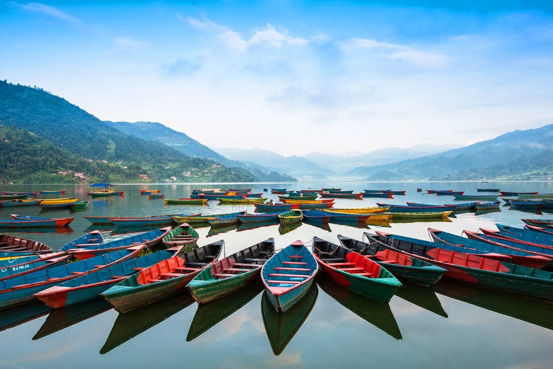 Colourful boats on Phewa Tal Lake, Pokhara