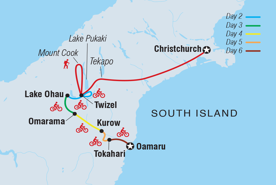 Map of Cycle New Zealand: Alps To Ocean including New Zealand