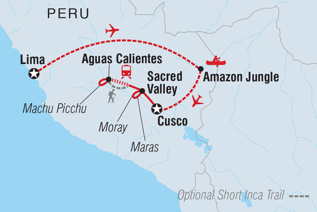Map of Peru Family Holiday including Peru