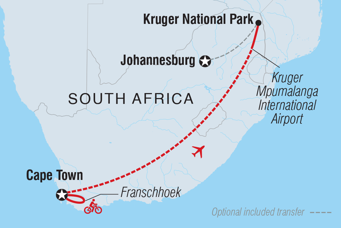 Map of South Africa Family Safari Comfort including South Africa