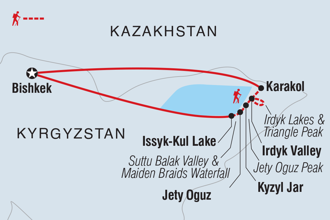 Map of Kyrgyzstan: Trekking The Tien Shan Trails including Kyrgyzstan