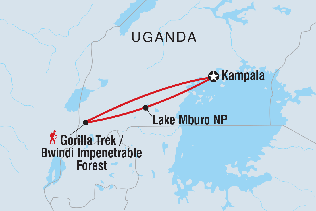 Map of Uganda Gorilla Trek Independent Short Break including Uganda