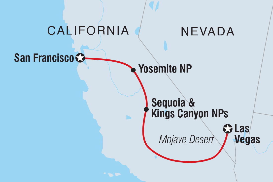 Map of Best Of California's National Parks including United States Of America