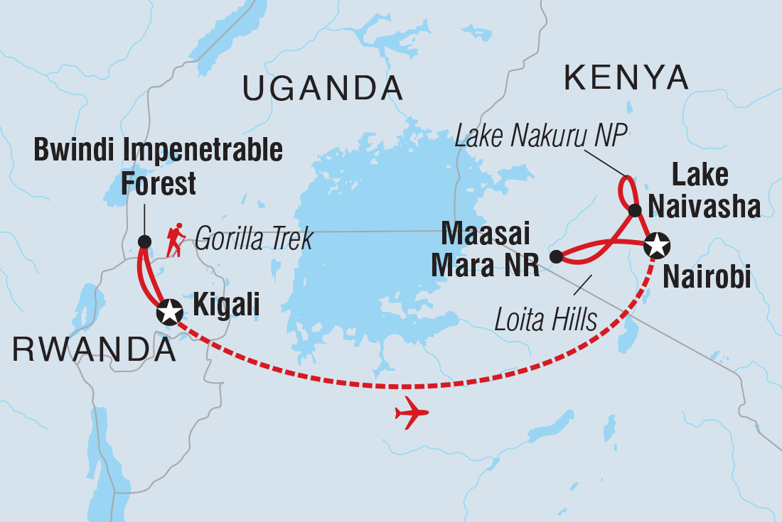 Map of Premium Uganda, Rwanda & Kenya including Kenya, Rwanda and Uganda