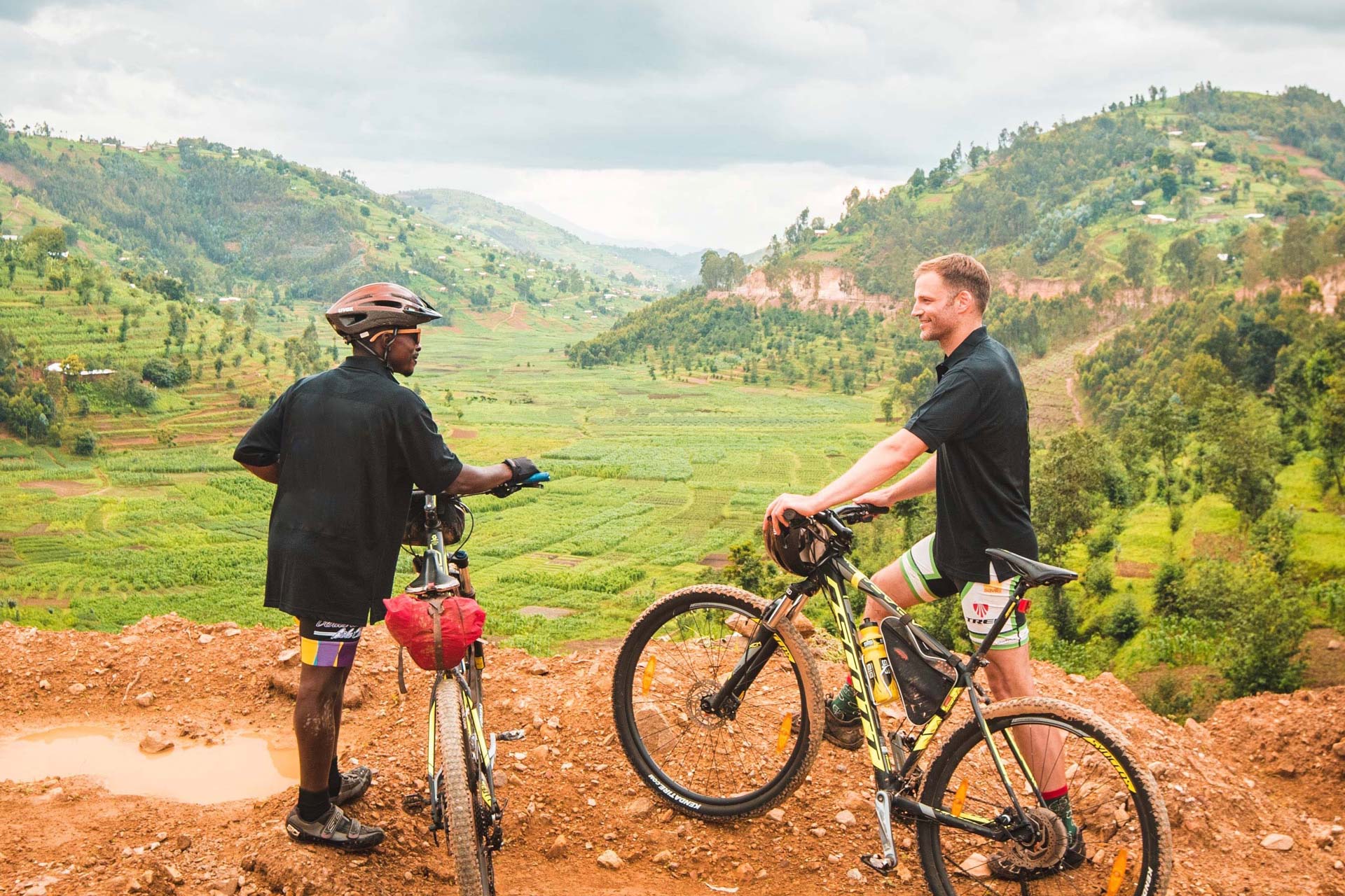 Take in the view on the mountain biking trail in Rwanda