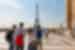 Group enjoy view of Eiffel tower from Trocadero, Paris, France