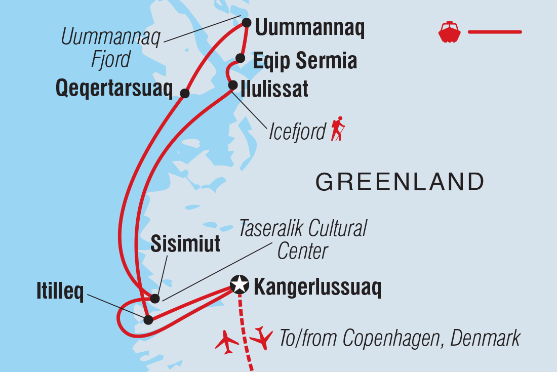 Map of Greenland: Disko Bay And Beyond (Ocean Victory) including Denmark and Greenland