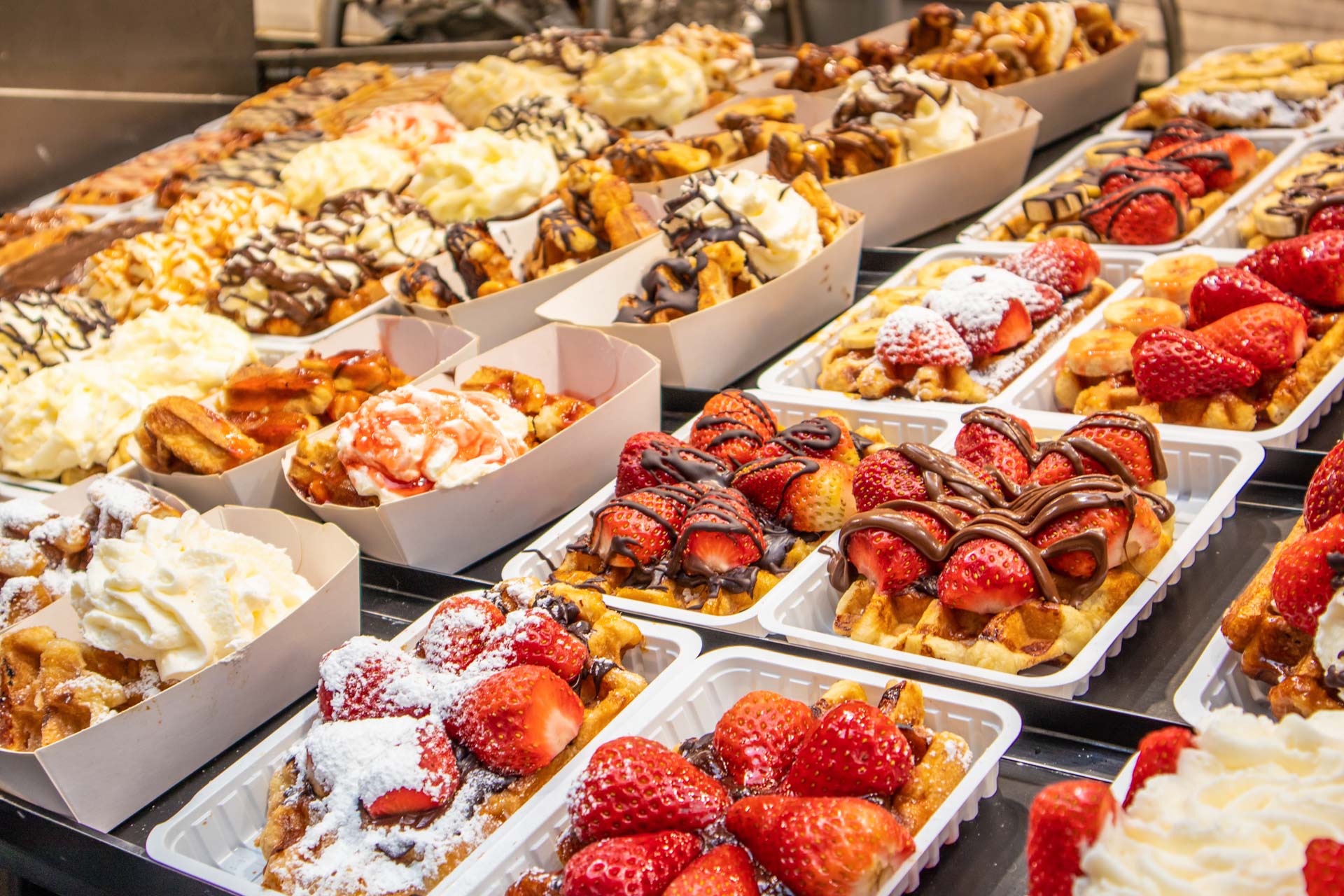 Sample indulgent Belgian waffles in Bruges