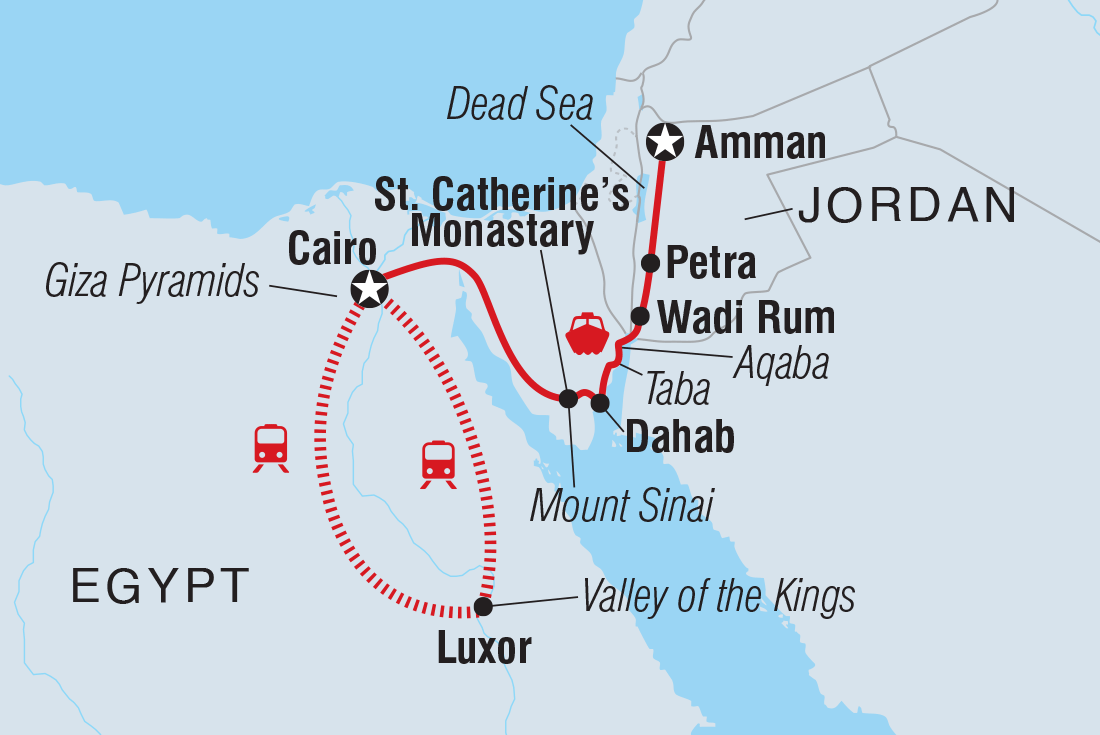 Map of Simply Jordan & Egypt including Egypt and Jordan