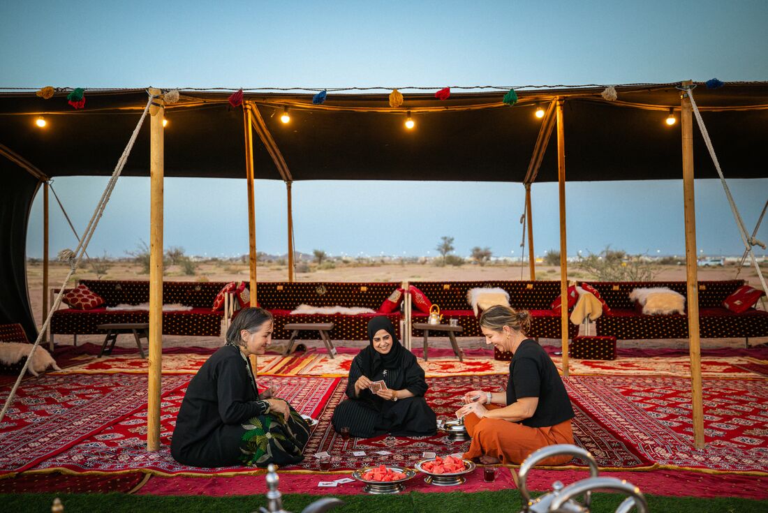 Kishta is a winter tradition in Saudi Arabia - a picnic in the desert, relaxing with friends and family to eat and play games.