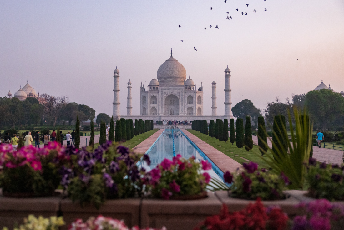 Sunrise at the Taj Mahal, one of the most iconic sites in the world