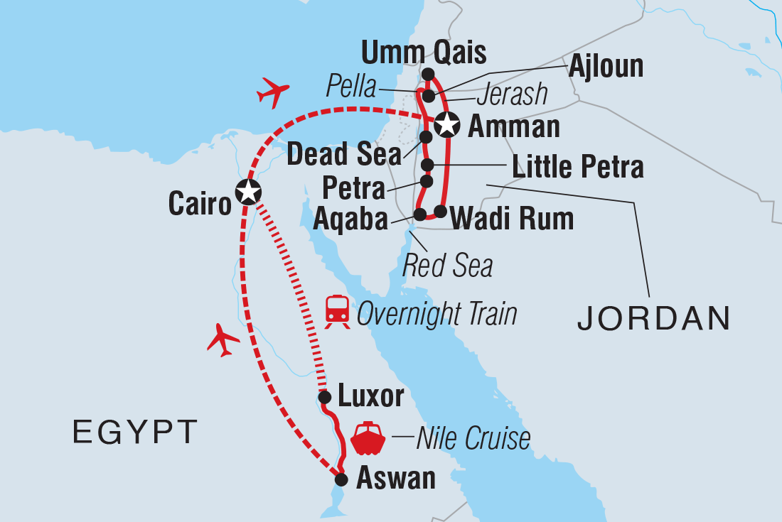 Map of Amazing Egypt & Jordan including Egypt and Jordan