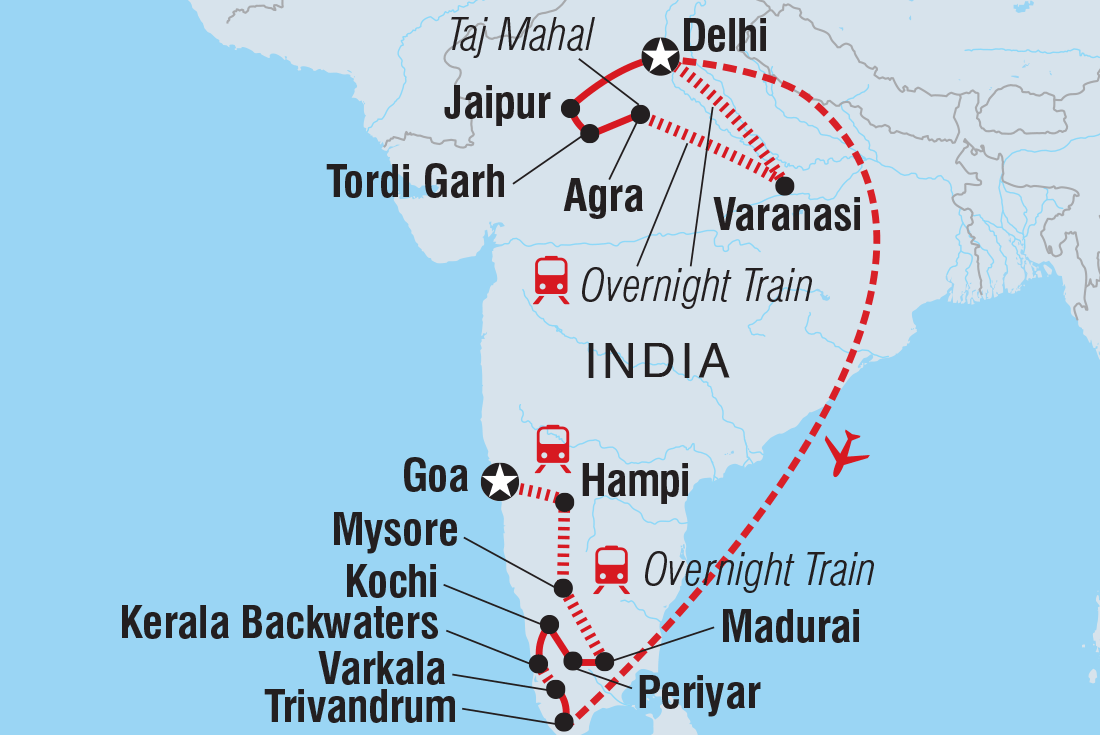 Map of Simply North & South India including India